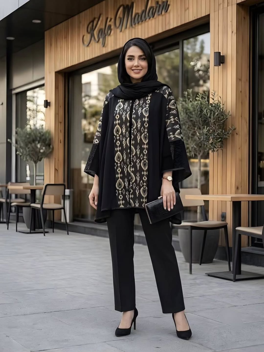 مانتو پانچ زنانه /پارچه شانتون همراه گیپور اعلا / کد 0458 / سایز 38 تا 56