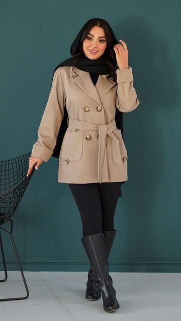 بارانی مدل راوک یقه انگلیسی/ کد 2400 / پارچه سانتانا کج راه/مناسب ۳۶ تا ۴۶ کیفیت تضمینی