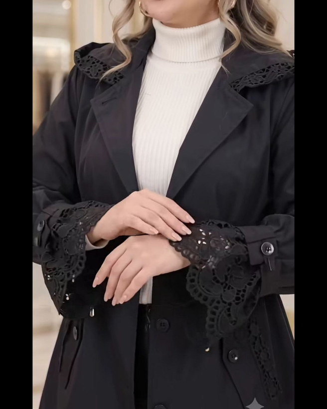 مانتو بارانی گیپوری/ پارچه تی سی خرجکار گیپور / مناسب ۳۶تا ۵۰