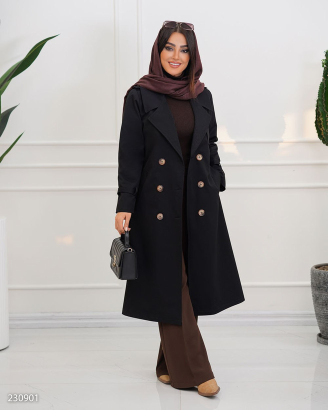 بارانی مدل لاریسا - کد 2309 / پارچه کتان tc / مناسب ۳۶ تا ۴۶ کیفیت تضمینی