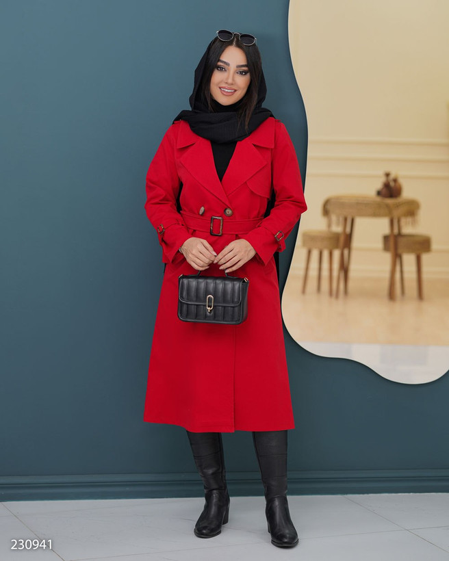 بارانی مدل لاریسا - کد 2309 / پارچه کتان tc / مناسب ۳۶ تا ۴۶ کیفیت تضمینی