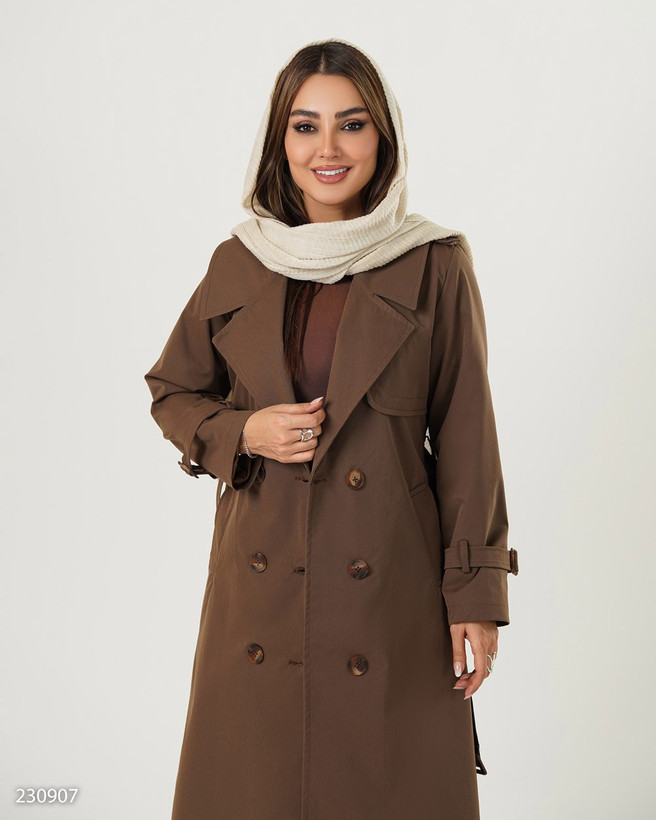 بارانی مدل لاریسا - کد 2309 / پارچه کتان tc / مناسب ۳۶ تا ۴۶ کیفیت تضمینی