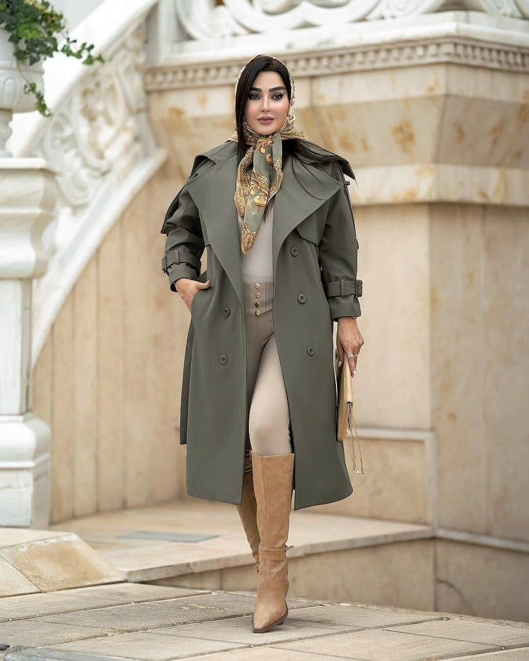 بارونی بلند زنانه مدل الیا /  کد ۴۶  پارچه کتان زارا درجه یک/ مناسب ۳۸ تا ۵۲ کیفیت تضمینی