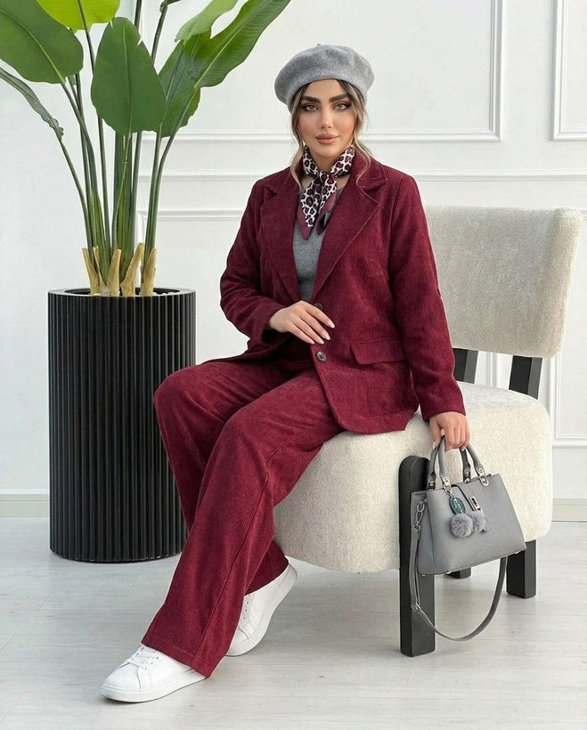 کت و شلوار مخمل کبریتی درجه یک (مدل تیام) / مناسب ۳۸ تا ۴۸ تضمین اصالت