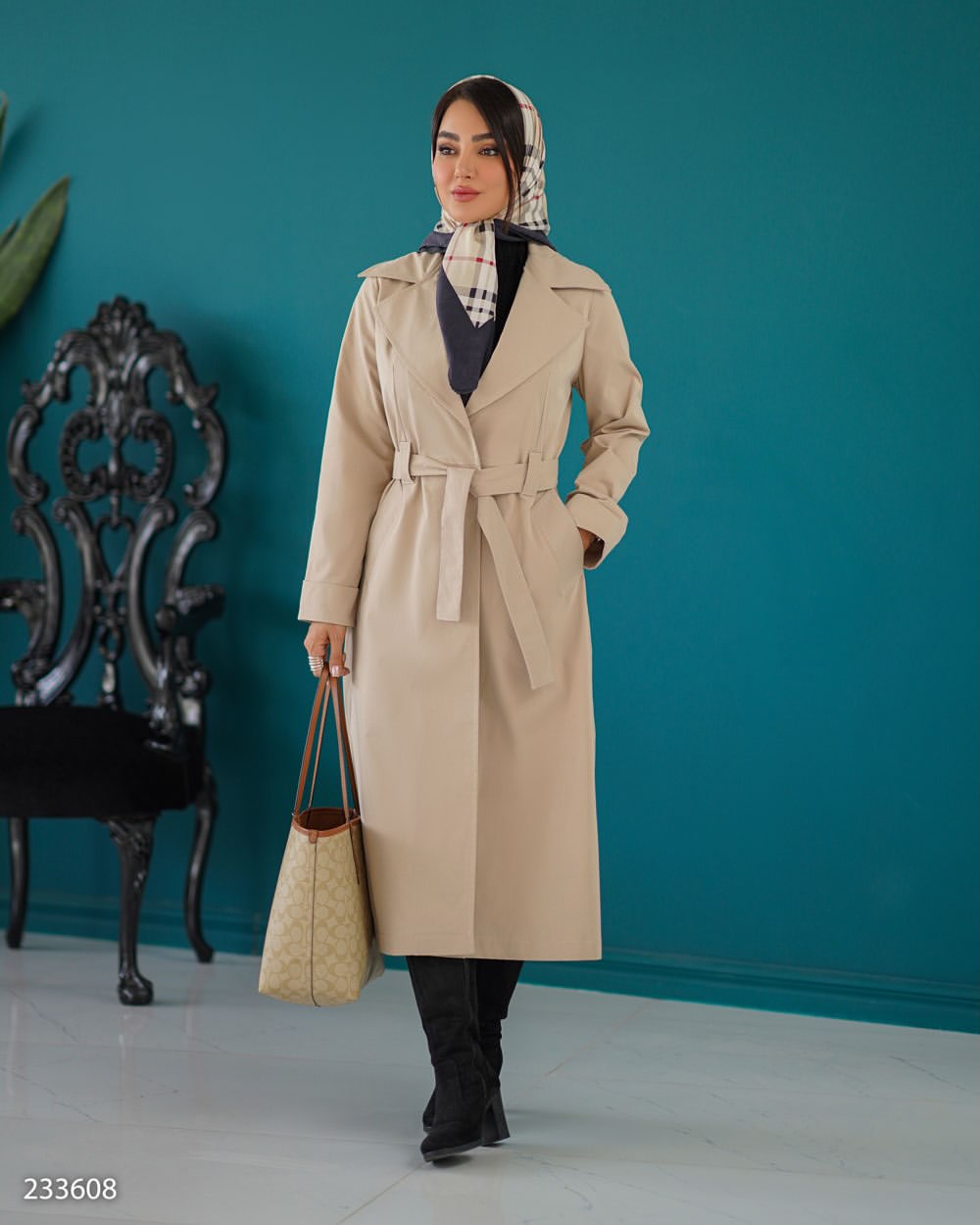 بارانی بلند زنانه مدل دانژه / پارچه کتان tc / مناسب ۳۸ تا ۴۴ تضمین اصالت