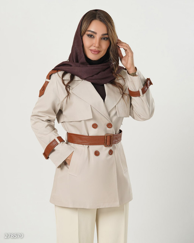 بارانی زنانه مدل هلسا کد 2785 / پارچه کتان tc / مناسب ۳۸ تا ۴۸ تضمین اصالت