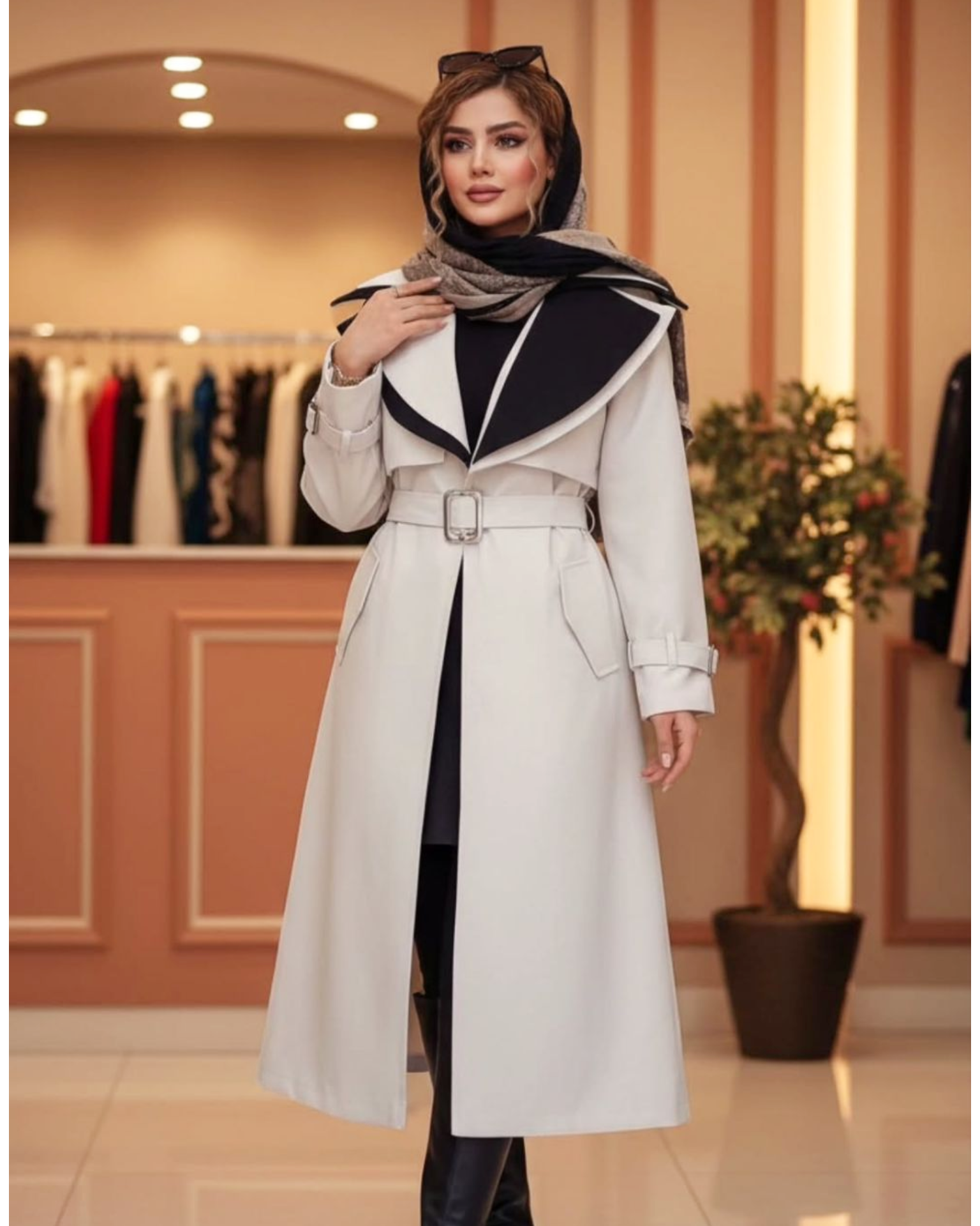 مانتو بارونی آستر دار رخ / پارچه آستر و تی سی / مناسب ۳۸ تا ۴۸