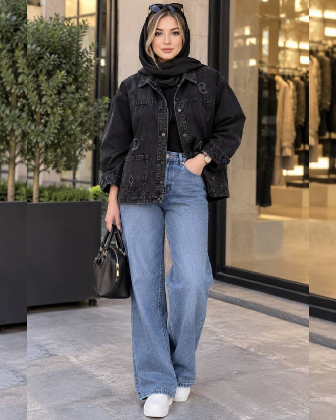 کت جین زاپ دار اسپرت زنانه ZARA / مناسب ۳۶ تا ۵۲